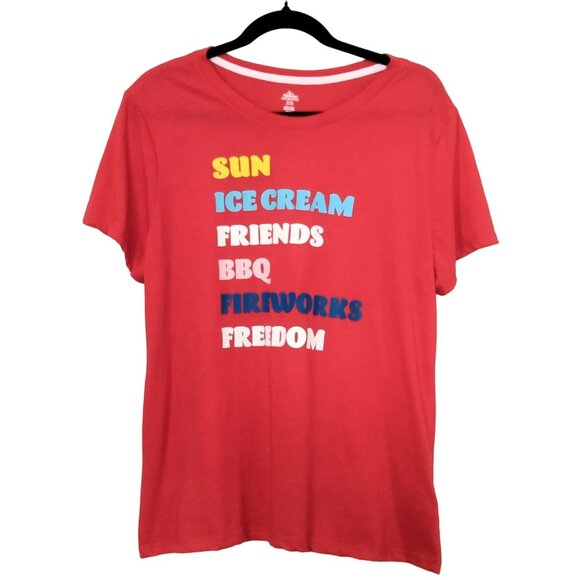 Way To Celebrate Patriotic Red Graphic T-Shirt Top Size XL 16-18 - Picture 2 of 7
